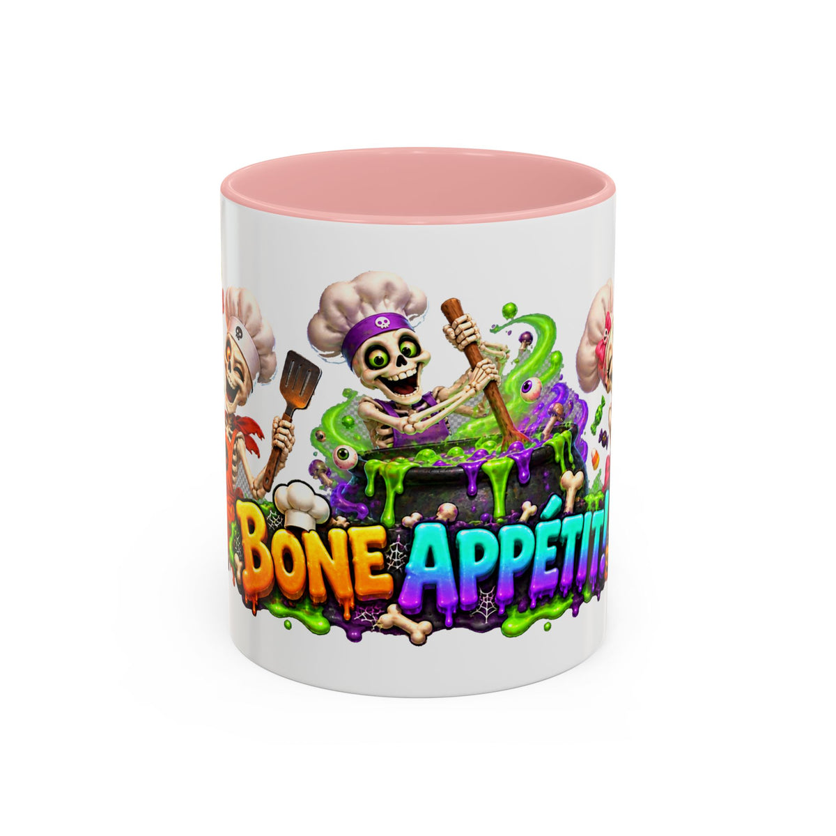 Bone Appetit Skeleton Chefs Halloween White Mug