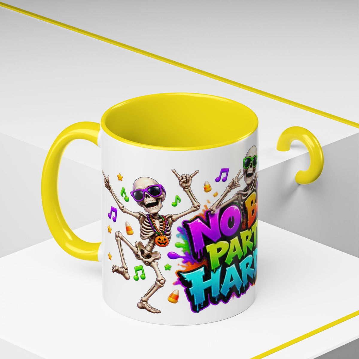 No Body Parties Harder Halloween Skeleton Party White Mug