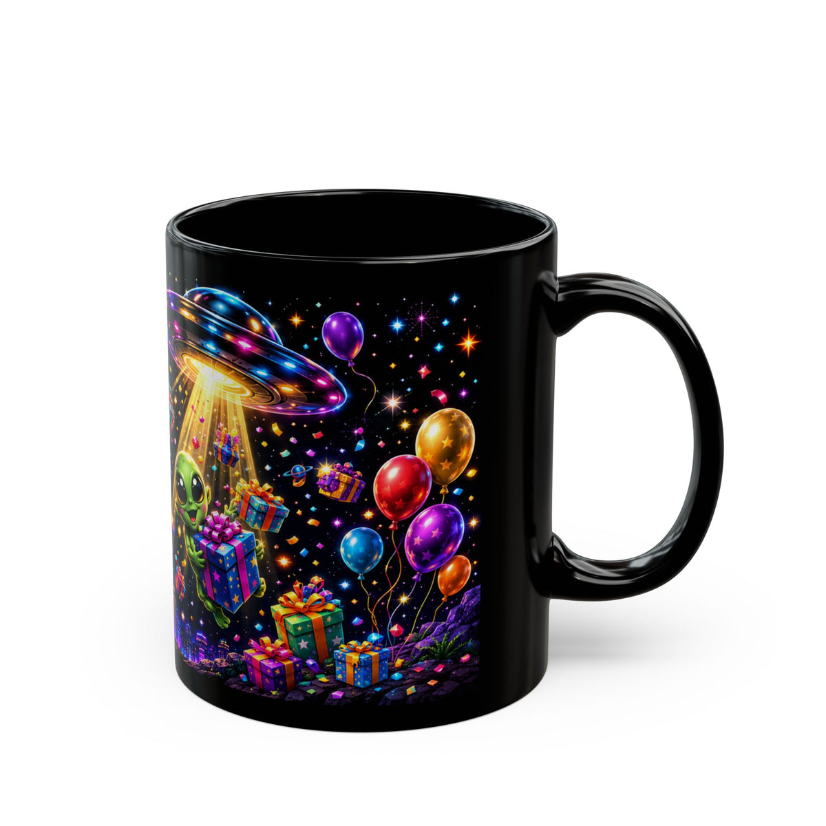 Alien Birthday Mug — Colorful UFO Party Coffee Cup (11oz & 15oz)