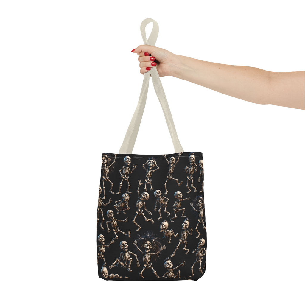 Spooky Skeleton Crew Halloween Tote Bag - Cute 3D Skeleton Pattern