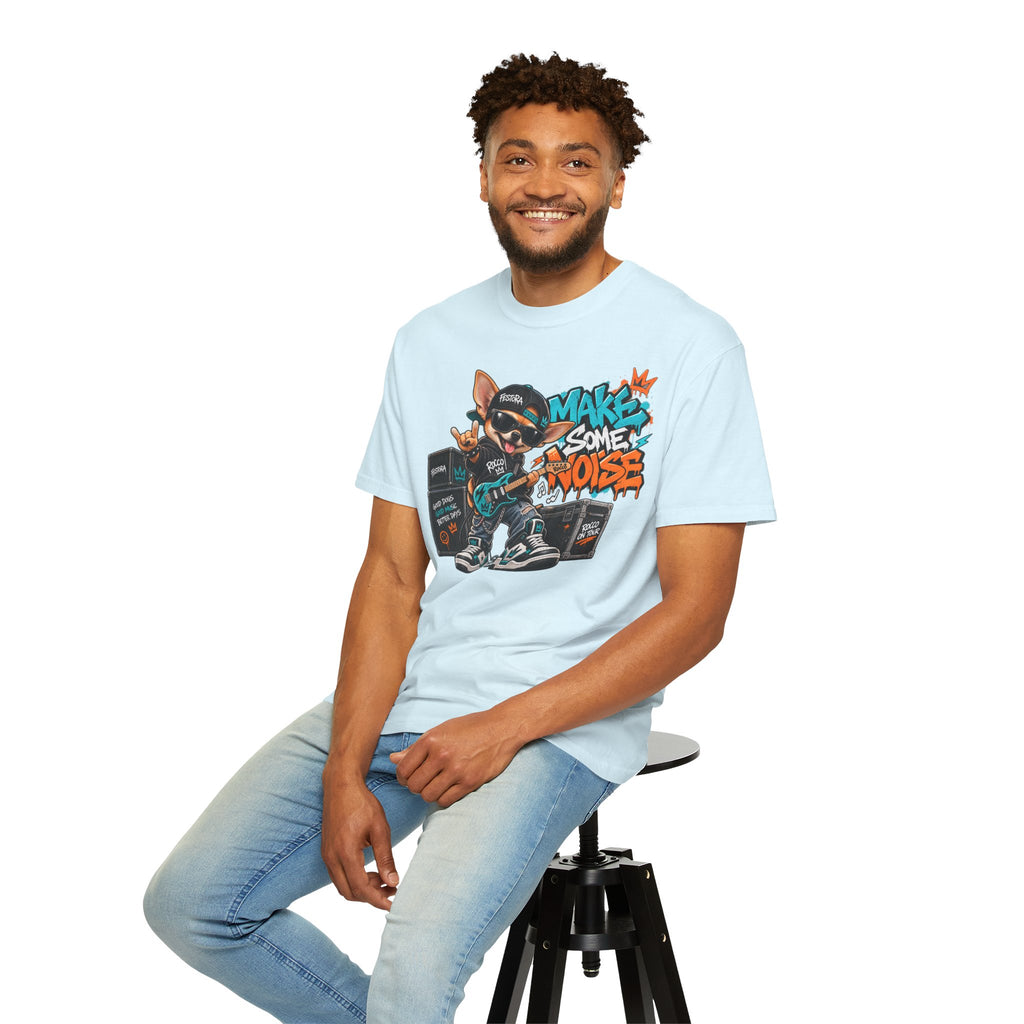 Make Some Noise Rocco Graphic T-Shirt — Streetwear Rock Dog Tee