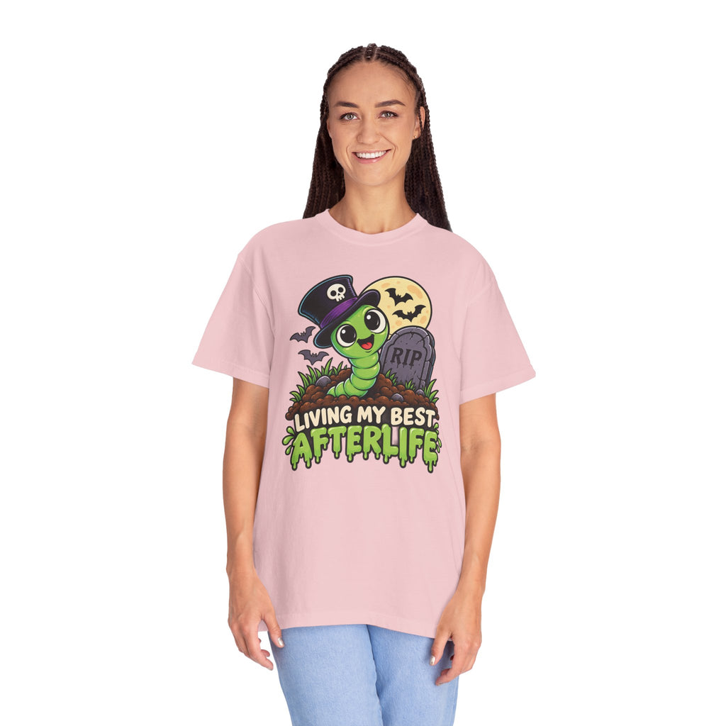 Living My Best Afterlife – Cute Halloween Graveyard Worm T-Shirt