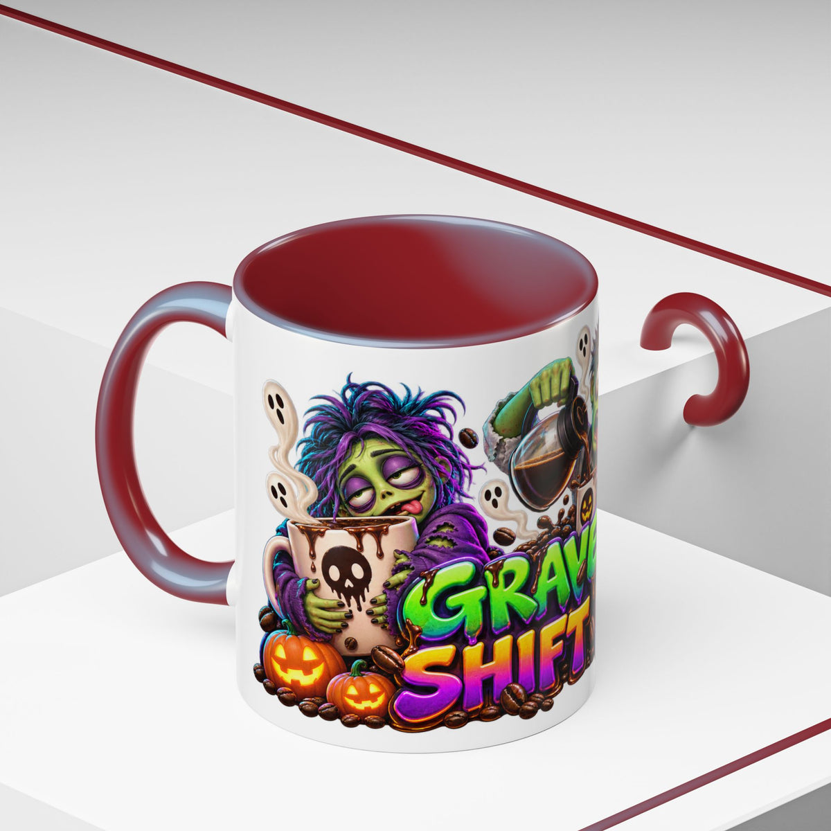 Graveyard Shift Fuel Coffee Zombies Halloween White Mug