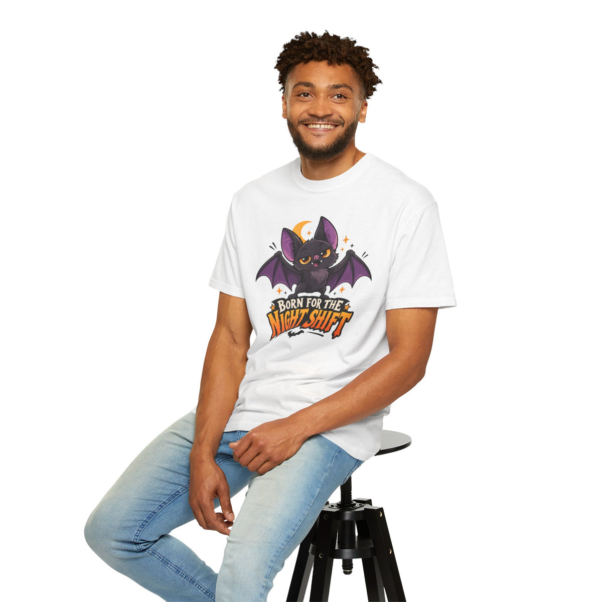 Born for the Night Shift – Cute Halloween Bat T-Shirt