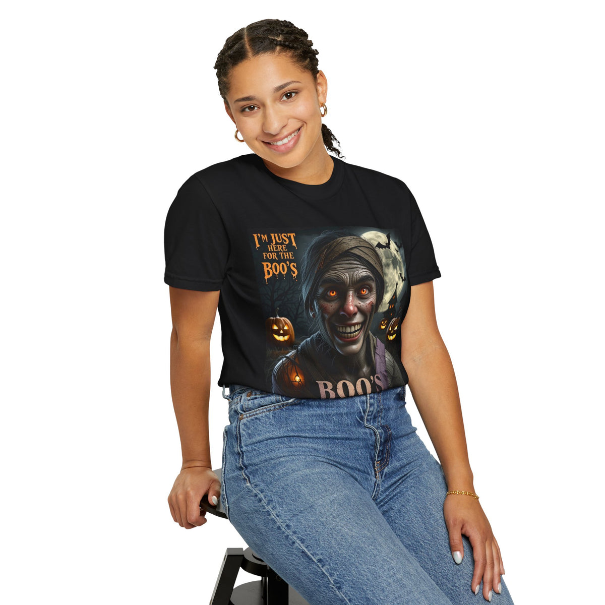 Halloween Scary Mummy T-Shirt — "I'm Just Here for the Boo's" Graphic Tee