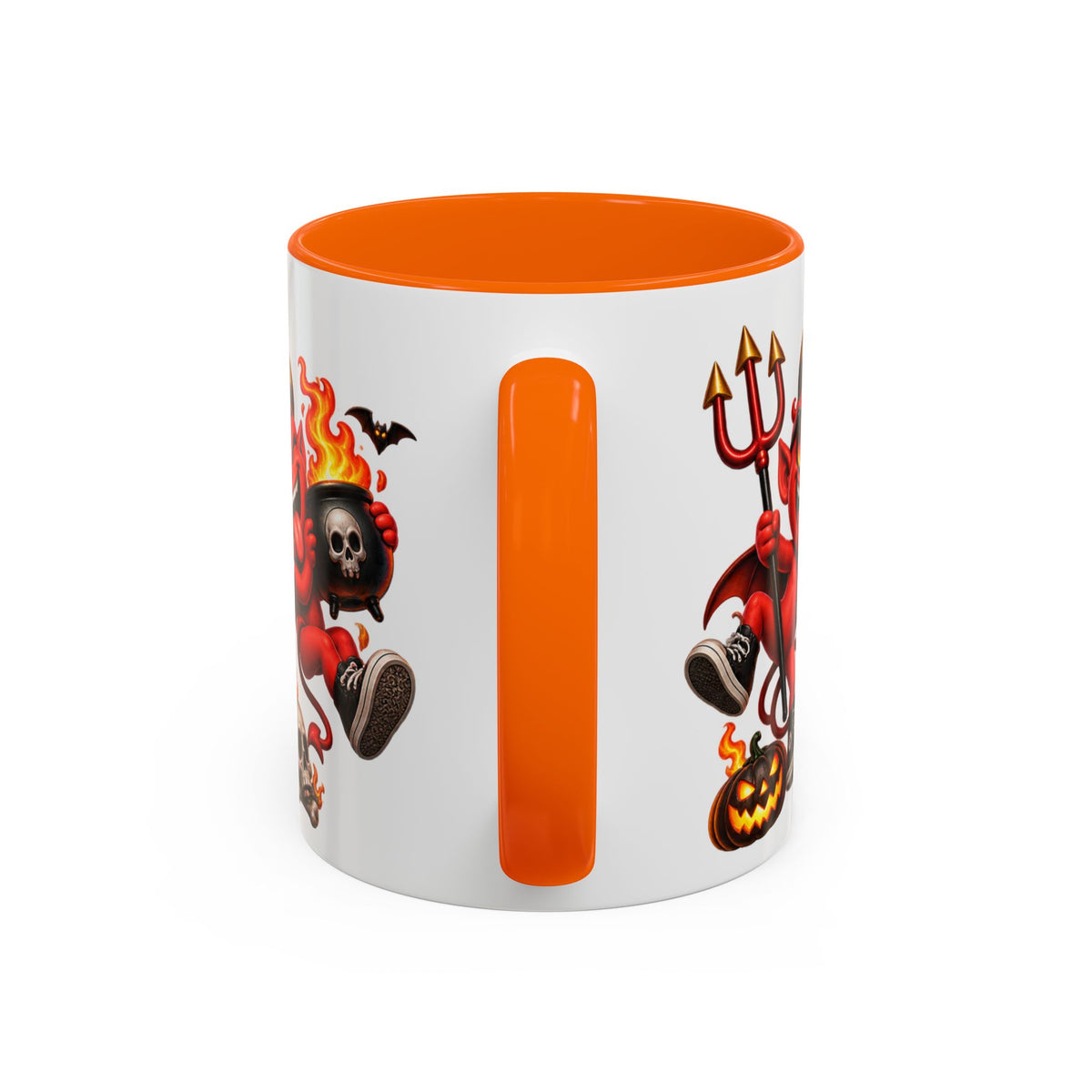Too Hot for Halloween White Mug – Funny Devils, Flames & Spooky Design