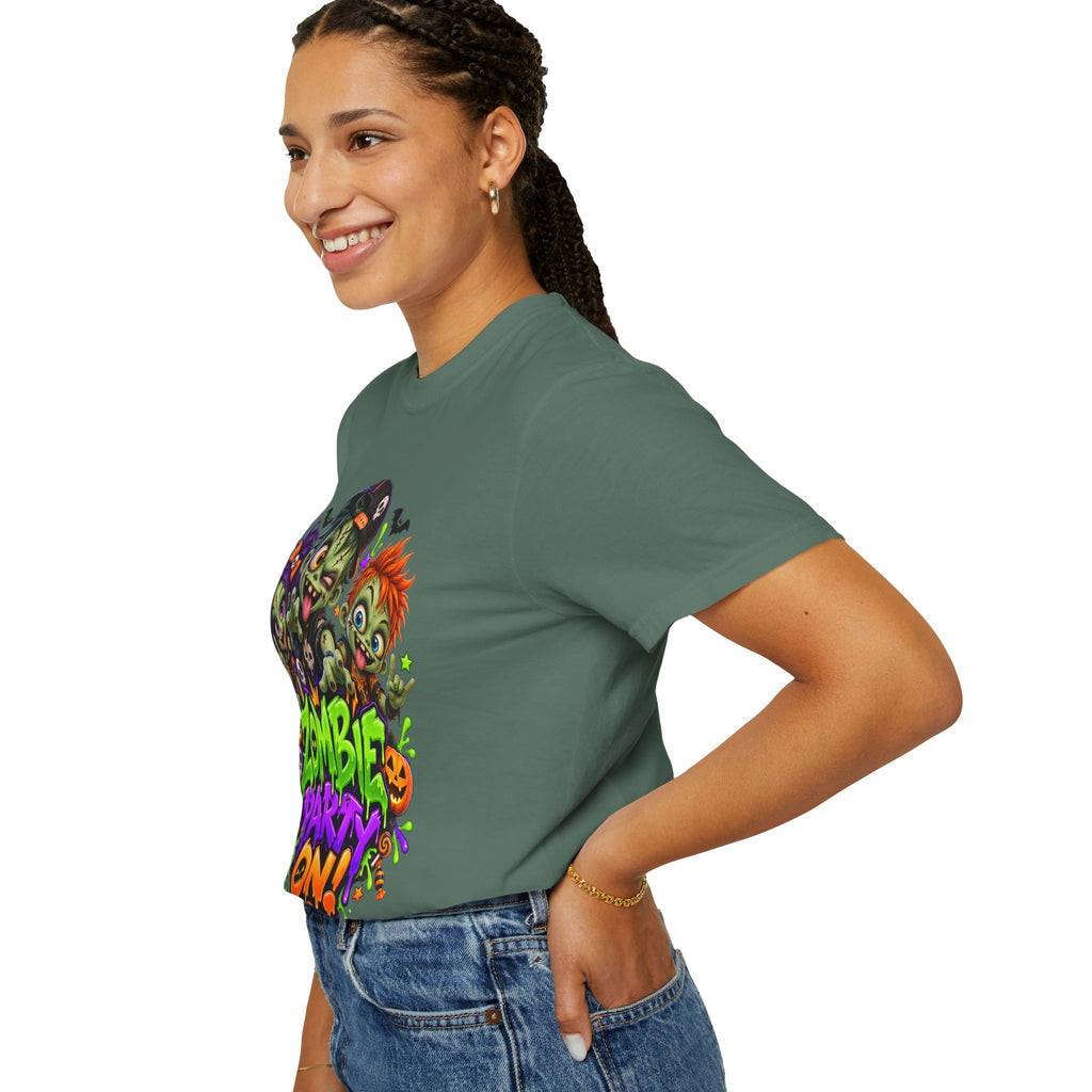 Zombie Party On! – Halloween Zombie Crew Graphic T-Shirt