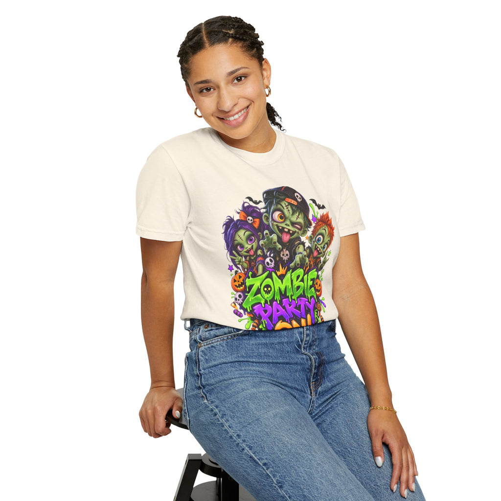 Zombie Party On! – Halloween Zombie Crew Graphic T-Shirt