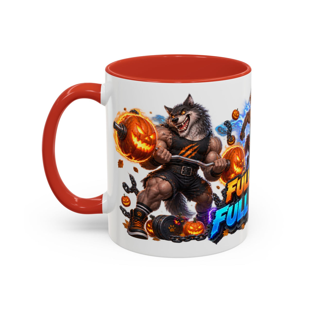 Full Moon Full Power Werewolf Gym Halloween White Mug