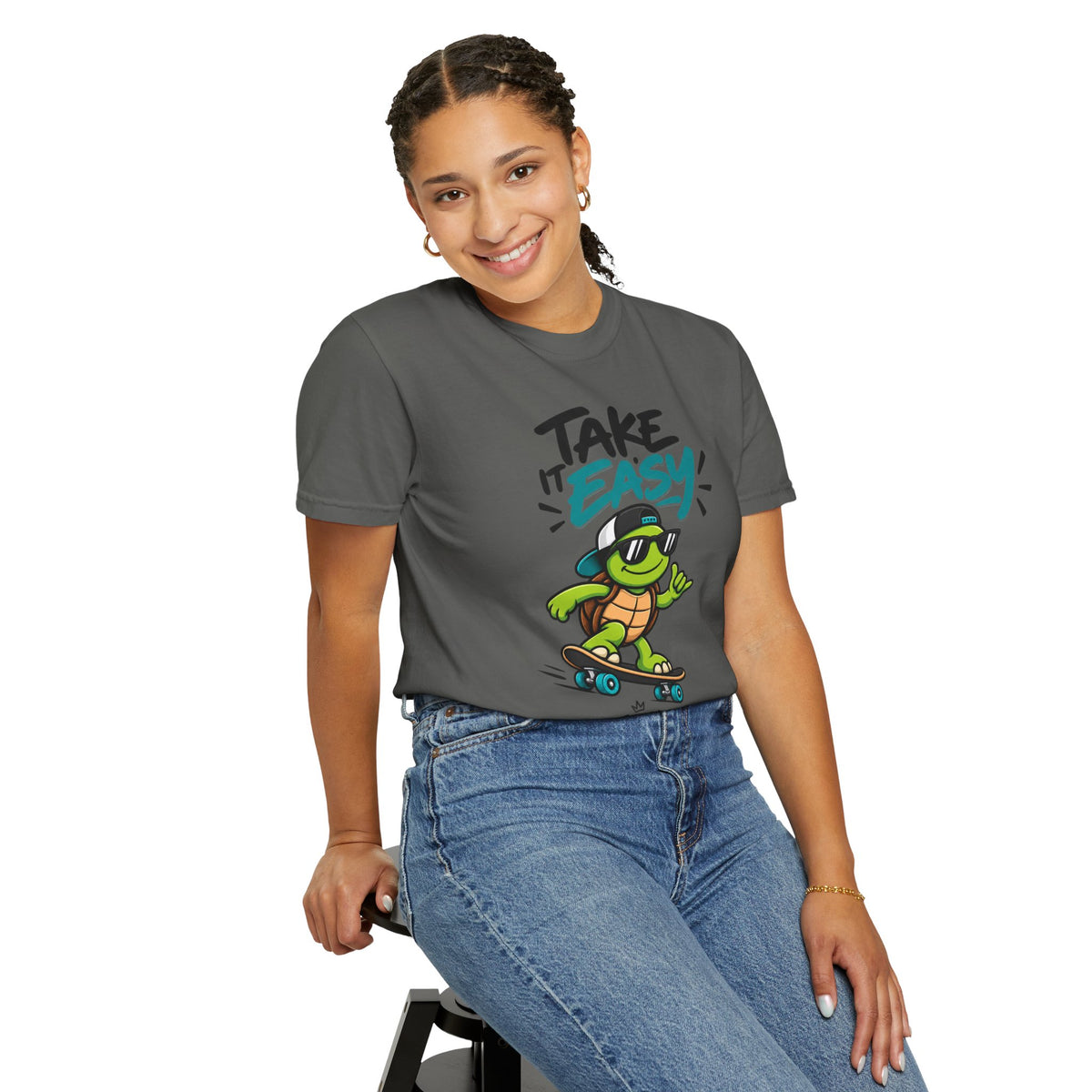 Take It Easy Skate Turtle Graphic T-Shirt | Festora Everyday