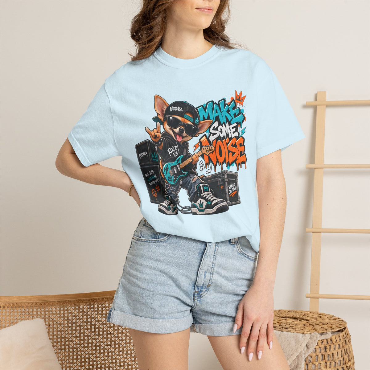 Make Some Noise Rocco Graphic T-Shirt — Streetwear Rock Dog Tee