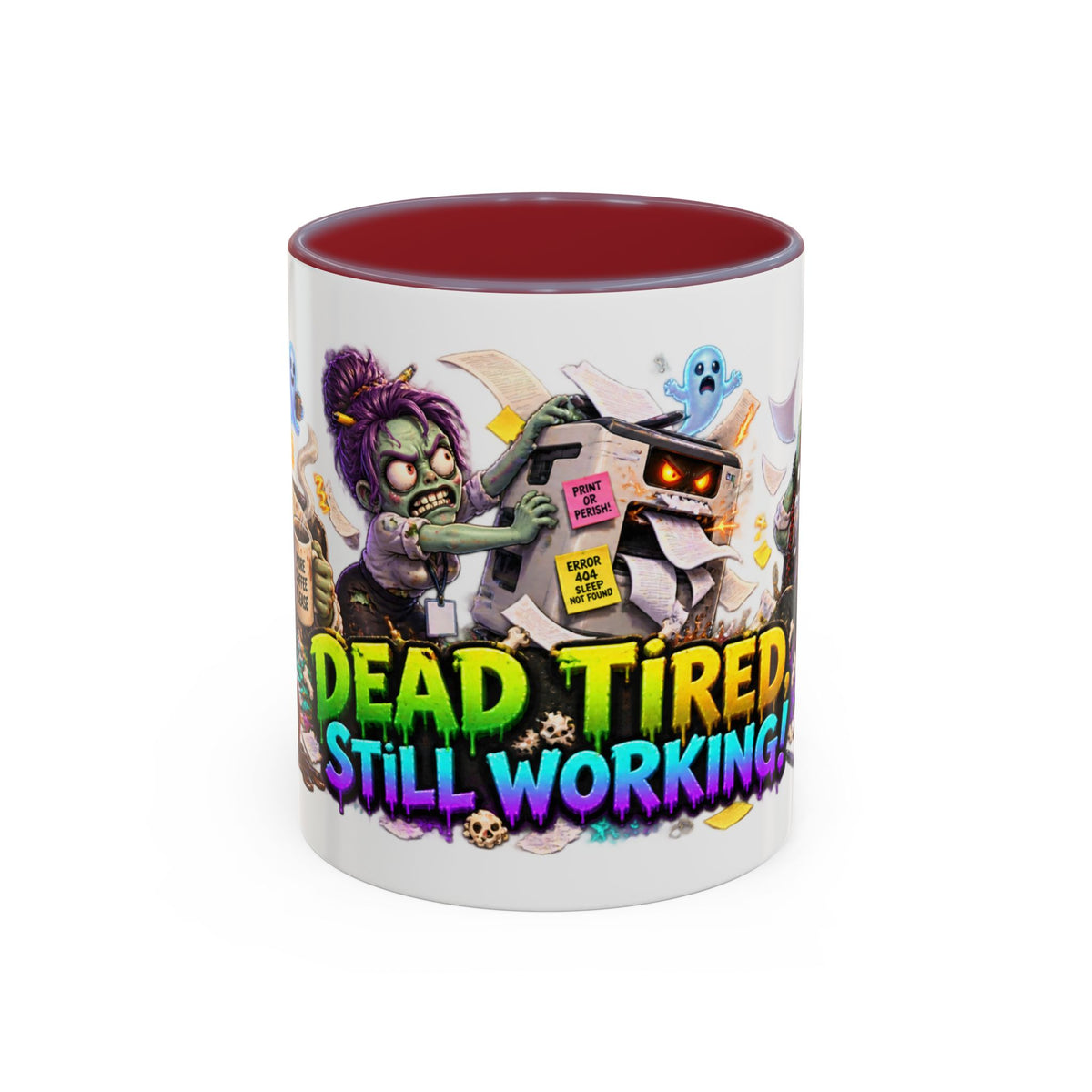 Dead Tired Still Working Zombie Office Halloween White Mug
