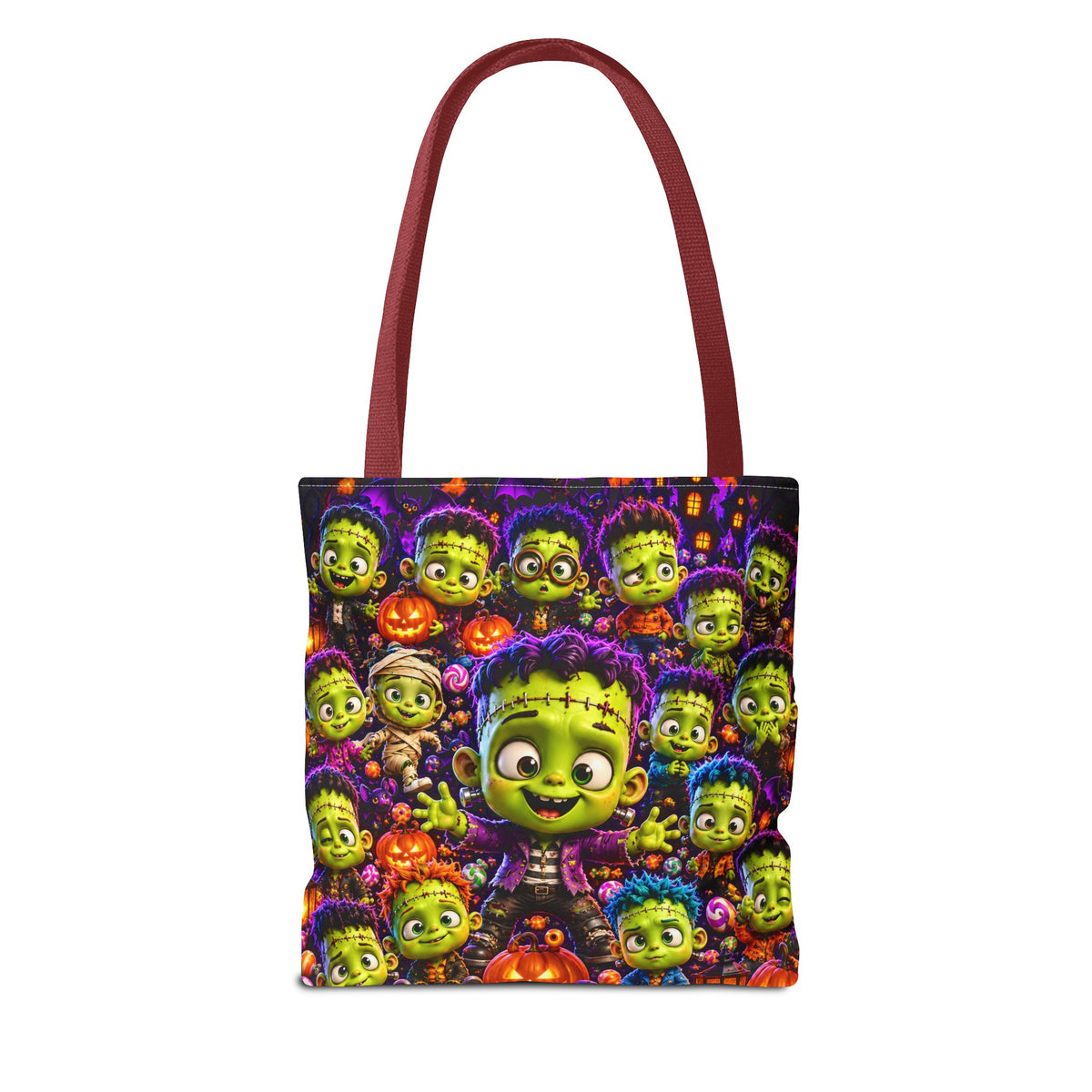 FestoraShop Funny Frankis Halloween Tote Bag - Cute 3D Monsters & Pumpkins