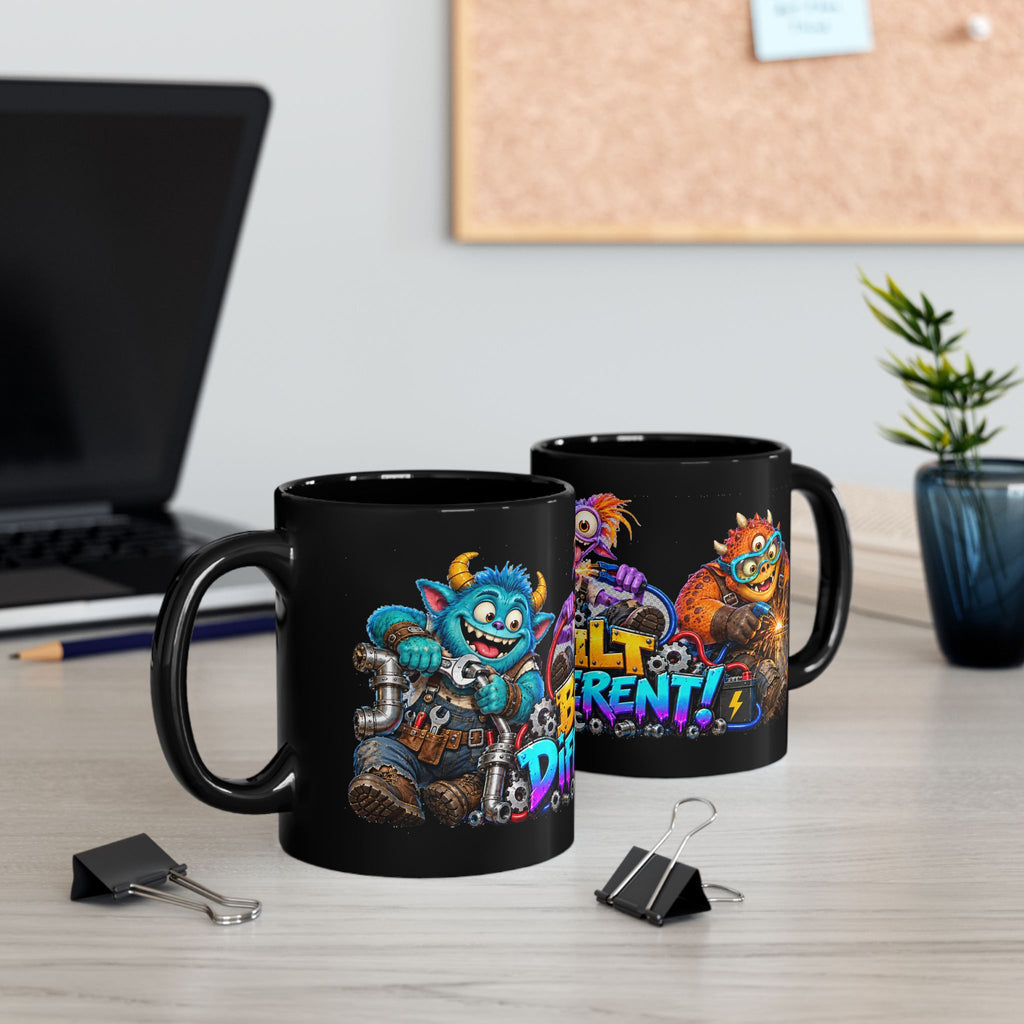 Built Different Monster Workshop Halloween Black Mug