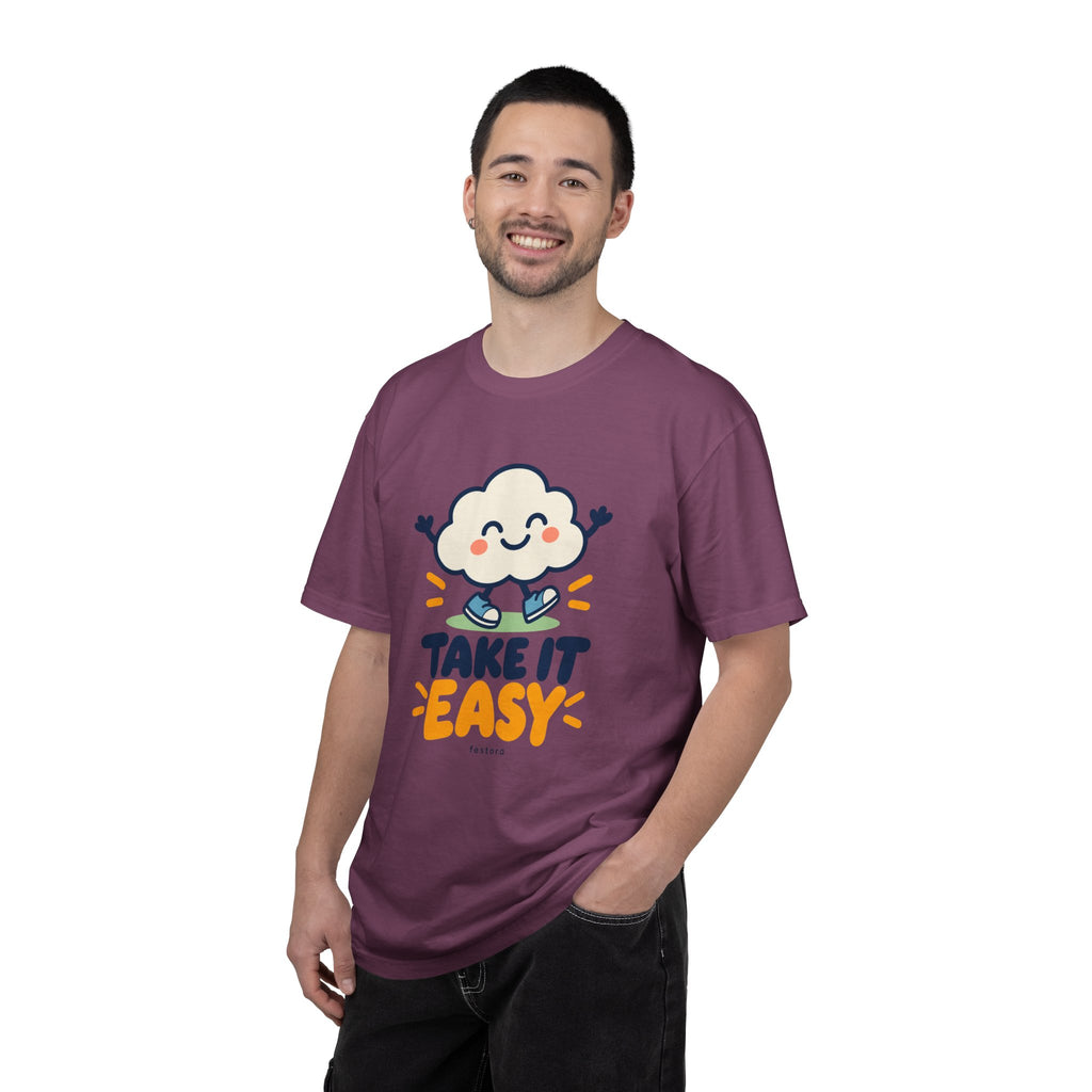 Take It Easy – Happy Cloud Graphic T-Shirt | Festora Everyday