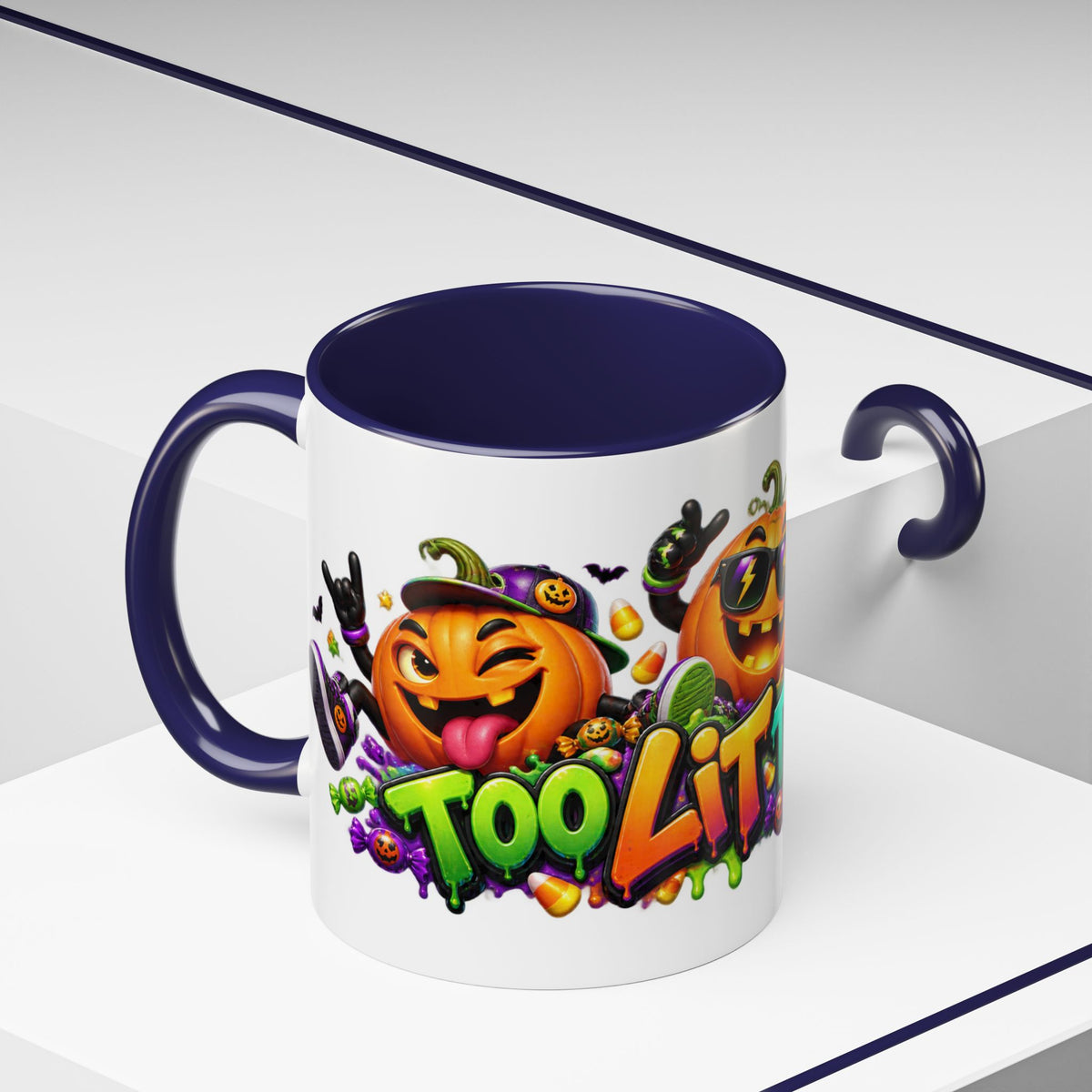 Too Lit to Quit Halloween Pumpkin Party White Mug