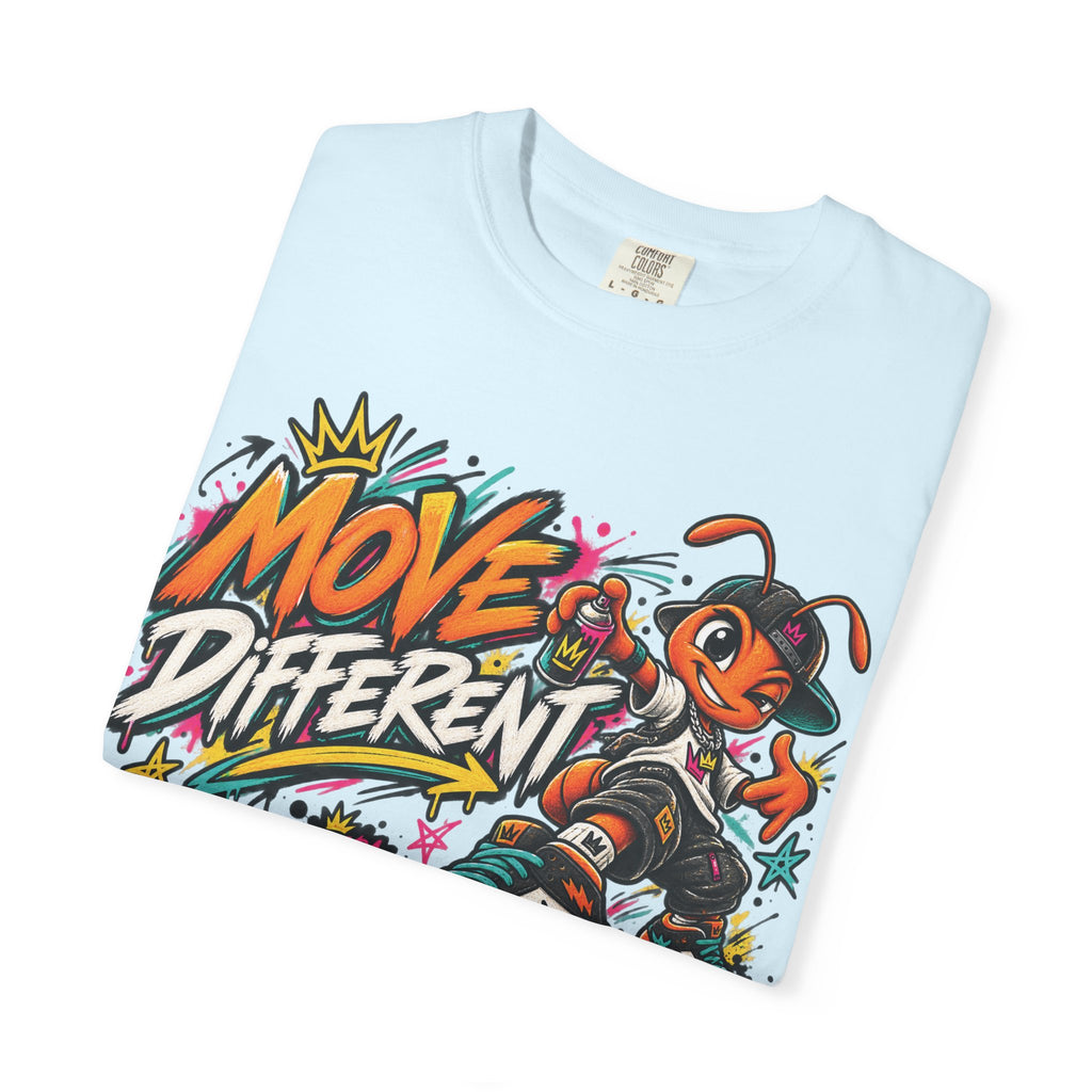 Move Different Graphic T-Shirt — Streetwear Skate Ant Mascot Design