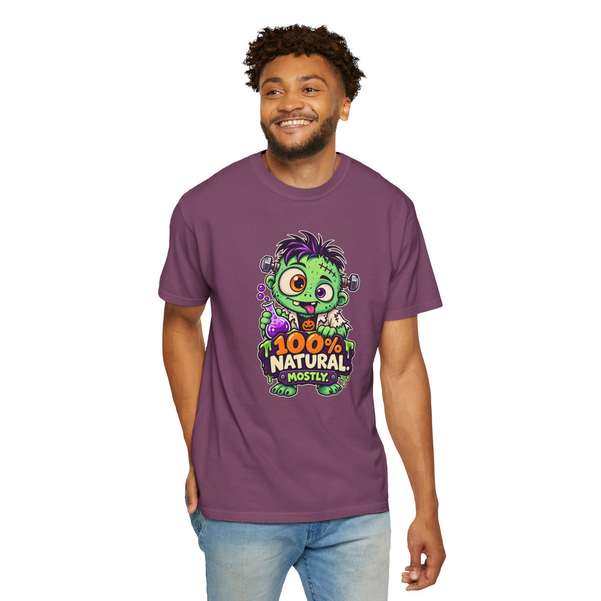 100% Natural. Mostly. – Cute Halloween Lab Monster T-Shirt