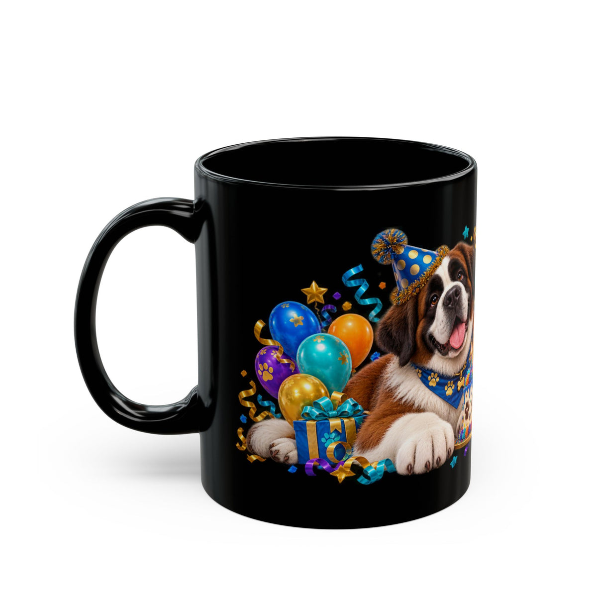 Big Dog Big Wishes Saint Bernard Birthday Black Mug