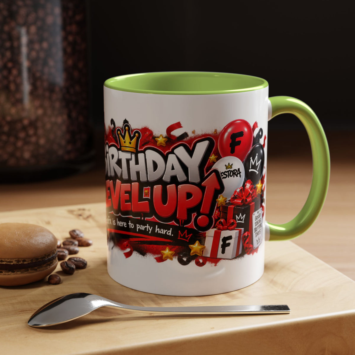 Festora Grafx Birthday Mug – Birthday Level Up Robot Coffee Cup
