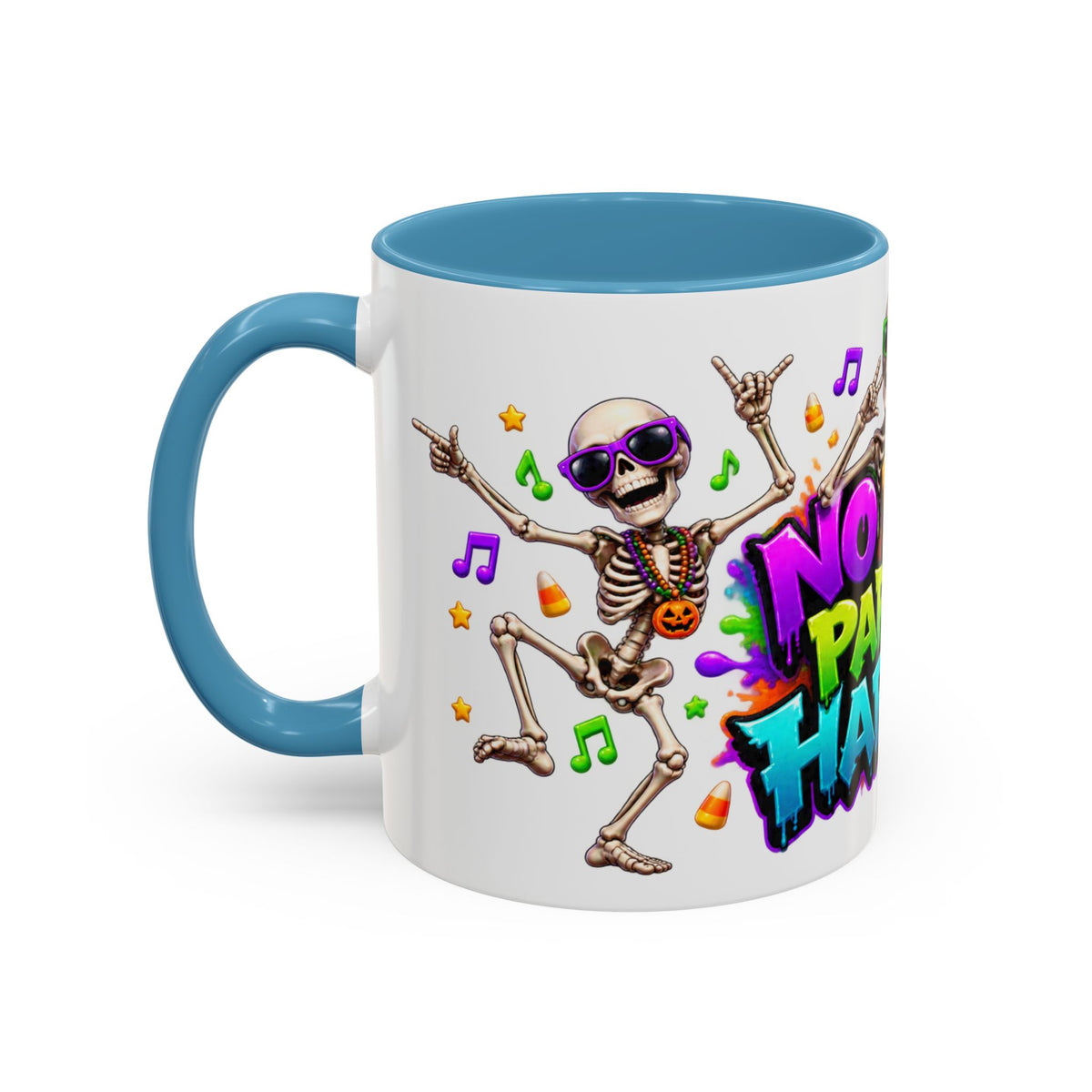 No Body Parties Harder Halloween Skeleton Party White Mug