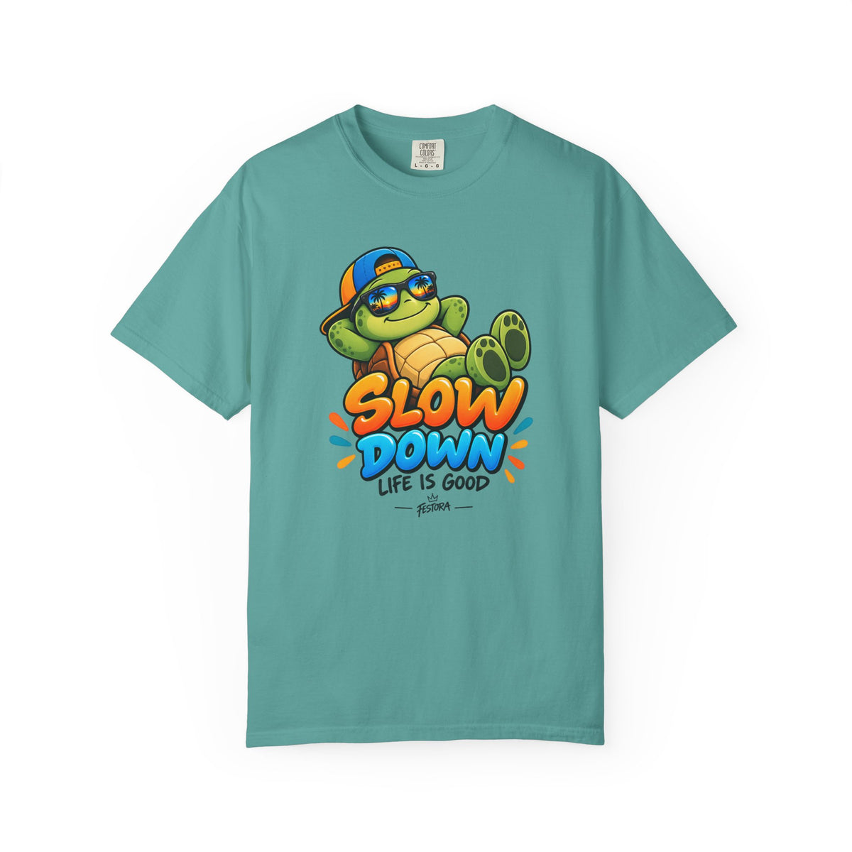 Slow Down, Life Is Good – Turtle Graphic T-Shirt | Festora Everyday