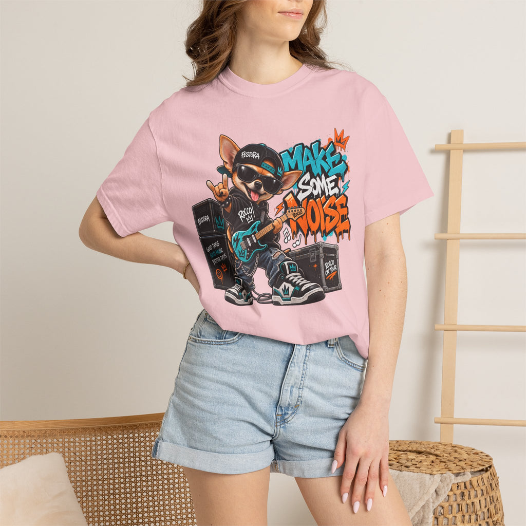Make Some Noise Rocco Graphic T-Shirt — Streetwear Rock Dog Tee