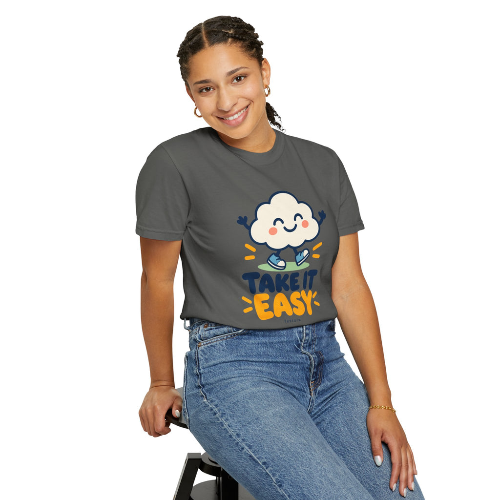 Take It Easy – Happy Cloud Graphic T-Shirt | Festora Everyday