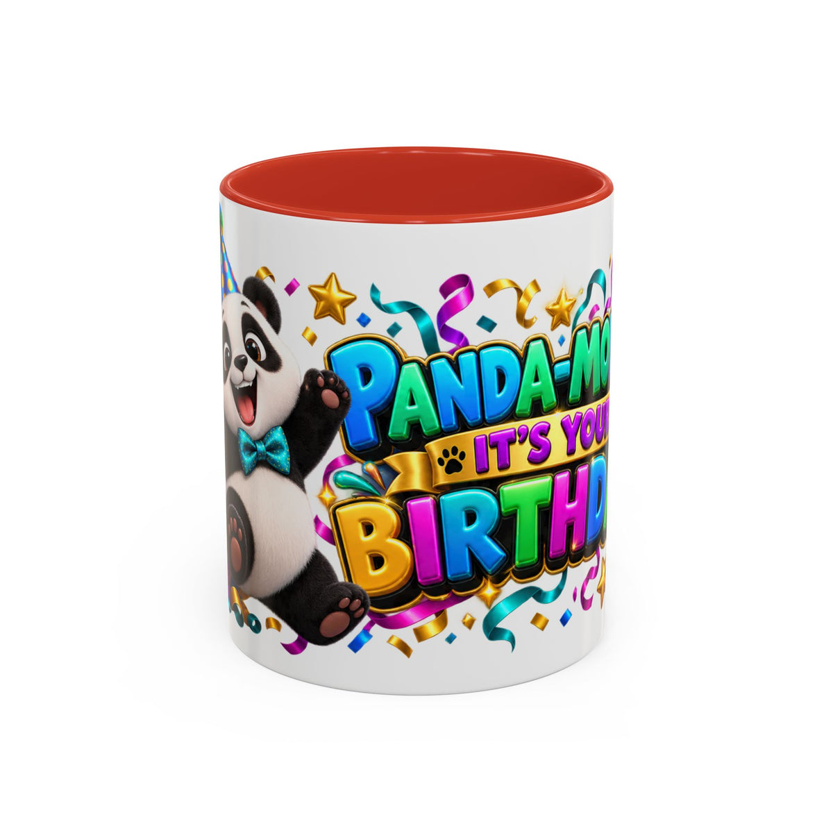 Panda-Monium! It’s Your Birthday White Mug – Cute Panda Birthday Cup, Colorful Fun Party Gift