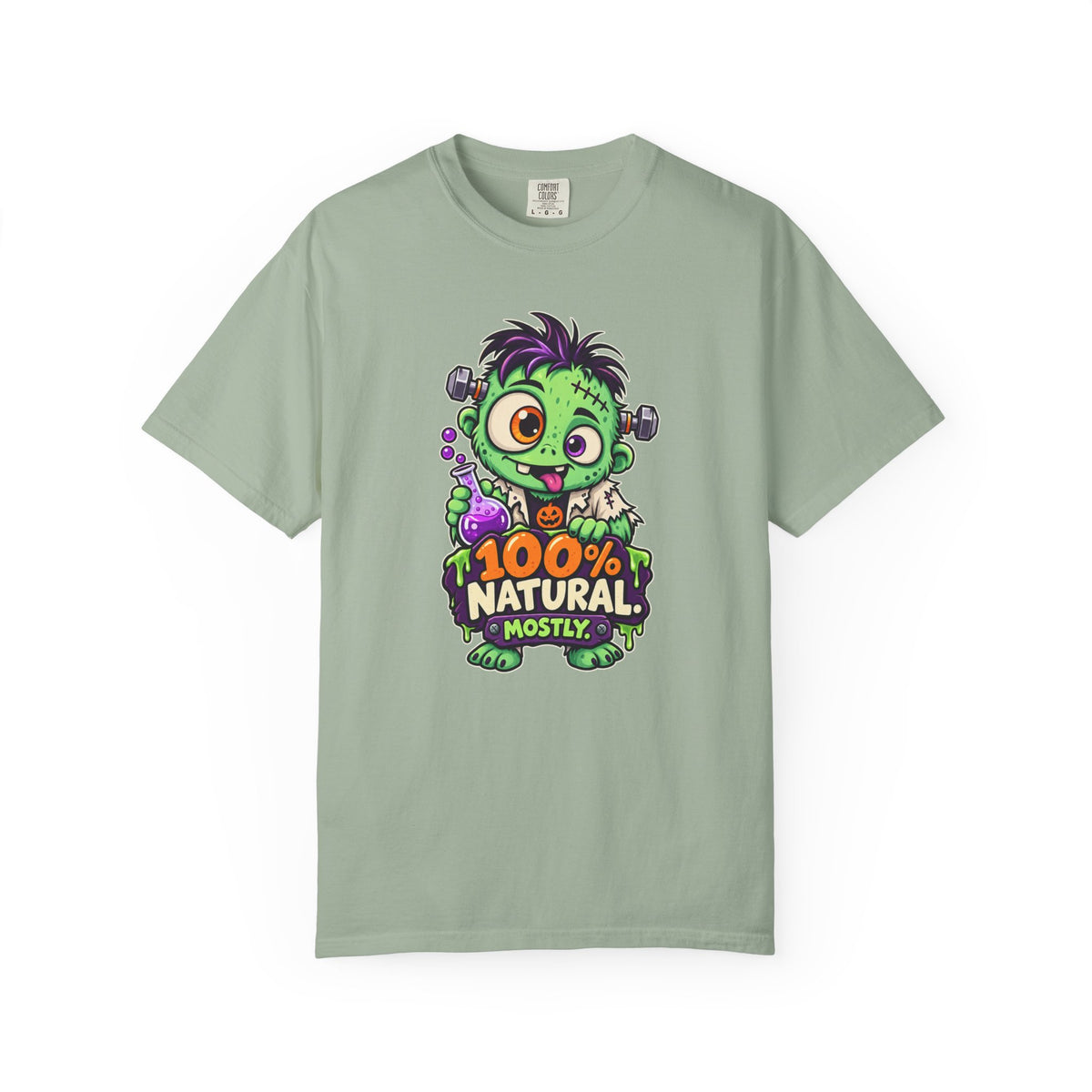 100% Natural. Mostly. – Cute Halloween Lab Monster T-Shirt