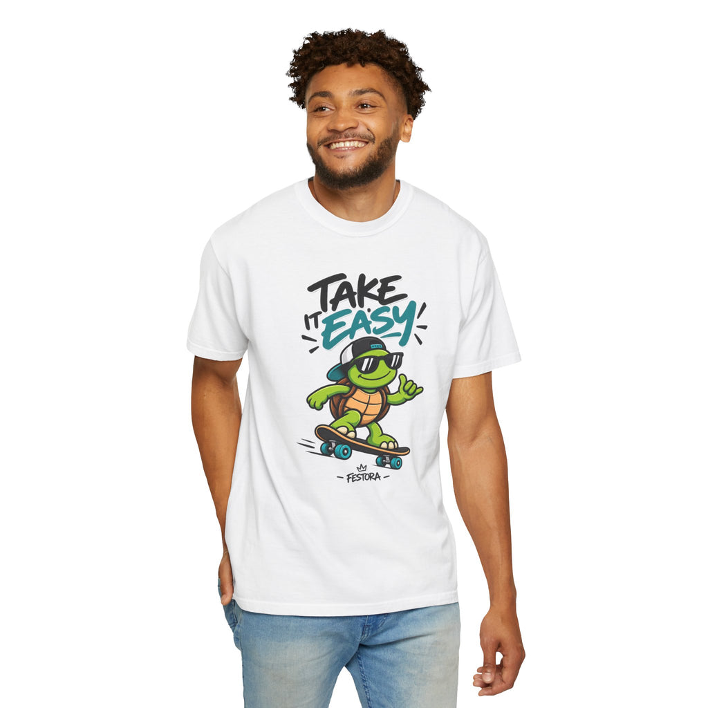 Take It Easy Skate Turtle Graphic T-Shirt | Festora Everyday