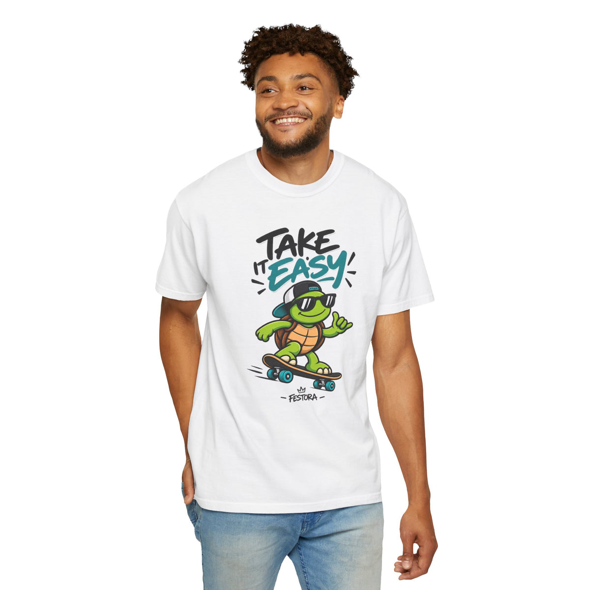 Take It Easy Skate Turtle Graphic T-Shirt | Festora Everyday