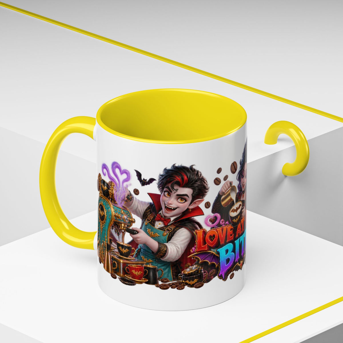 Love at First Bite Vampire Barista Halloween White Mug