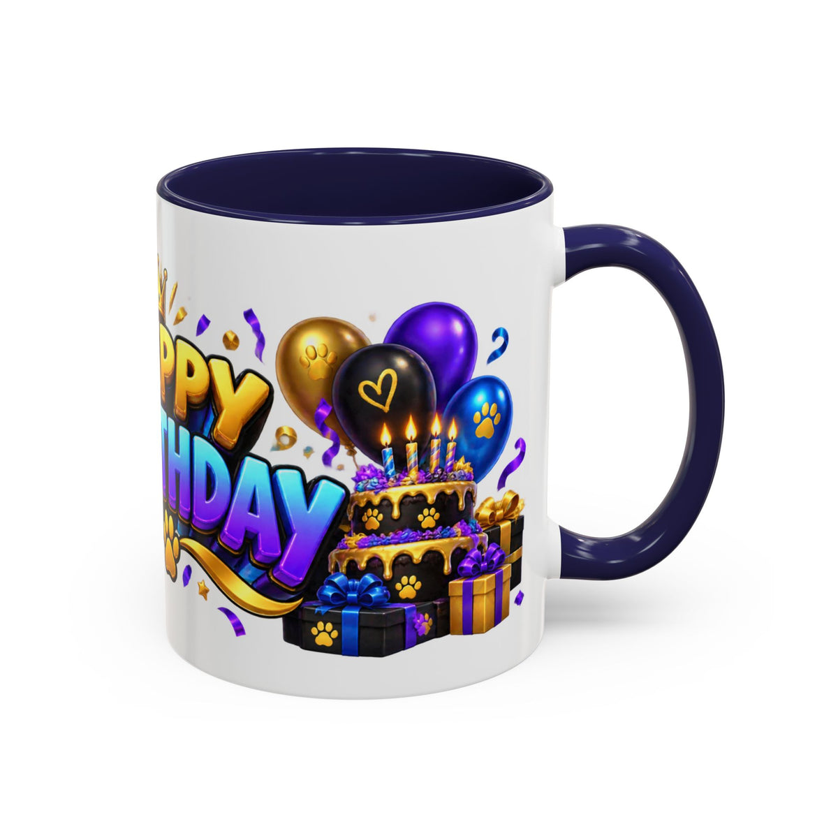 Black Panther Happy Birthday Mug – Purple Blue & Gold Birthday Gift – FestoraShop White Coffee Mug