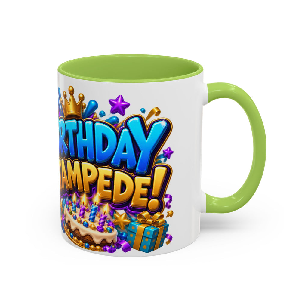 Birthday Stampede White Mug – Cute Buffalo Birthday Cup, Colorful Fun Party Gift