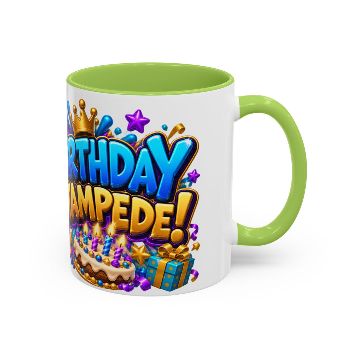 Birthday Stampede White Mug – Cute Buffalo Birthday Cup, Colorful Fun Party Gift