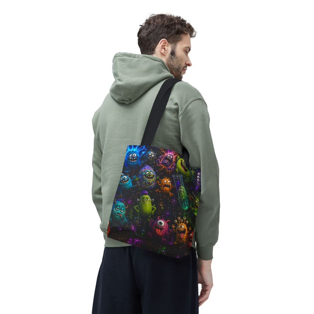 Mad Scientist Monsters Tote Bag – Colorful Laboratory Creature All-Over Print