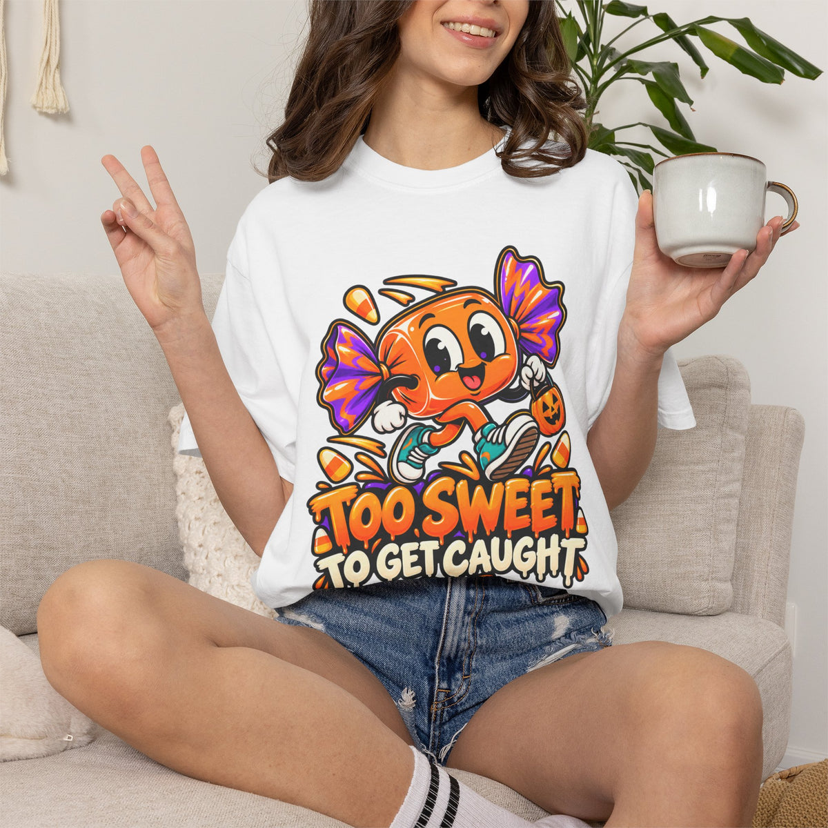 Too Sweet to Get Caught – Cute Halloween Candy T-Shirt
