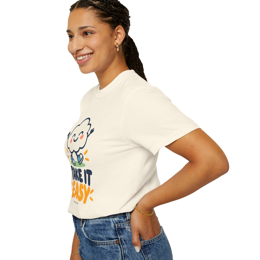 Take It Easy – Happy Cloud Graphic T-Shirt | Festora Everyday