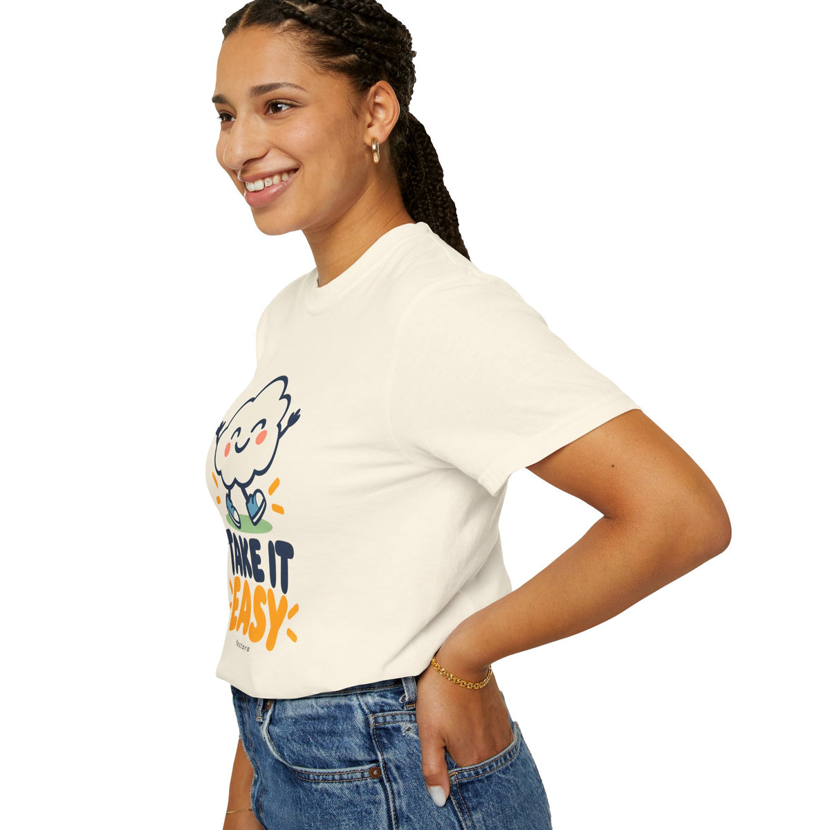 Take It Easy – Happy Cloud Graphic T-Shirt | Festora Everyday