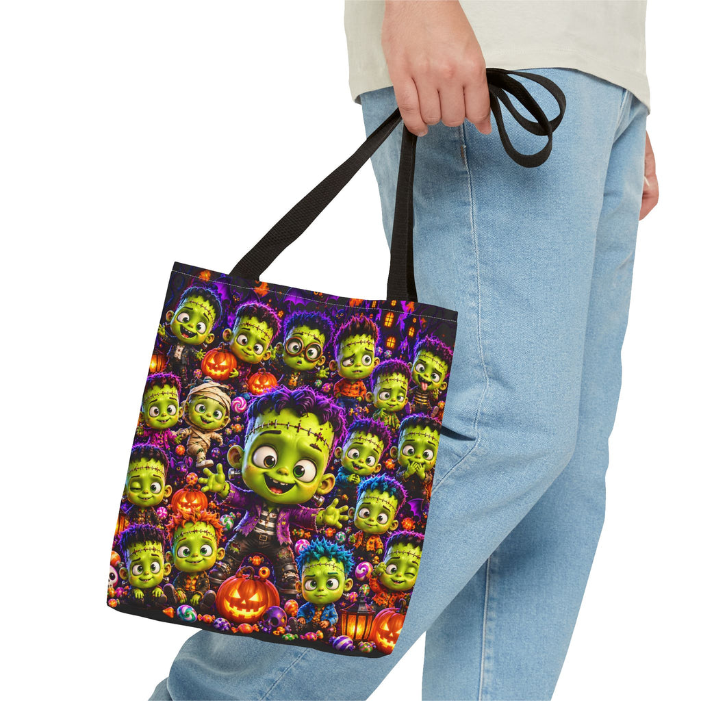 FestoraShop Funny Frankis Halloween Tote Bag - Cute 3D Monsters & Pumpkins