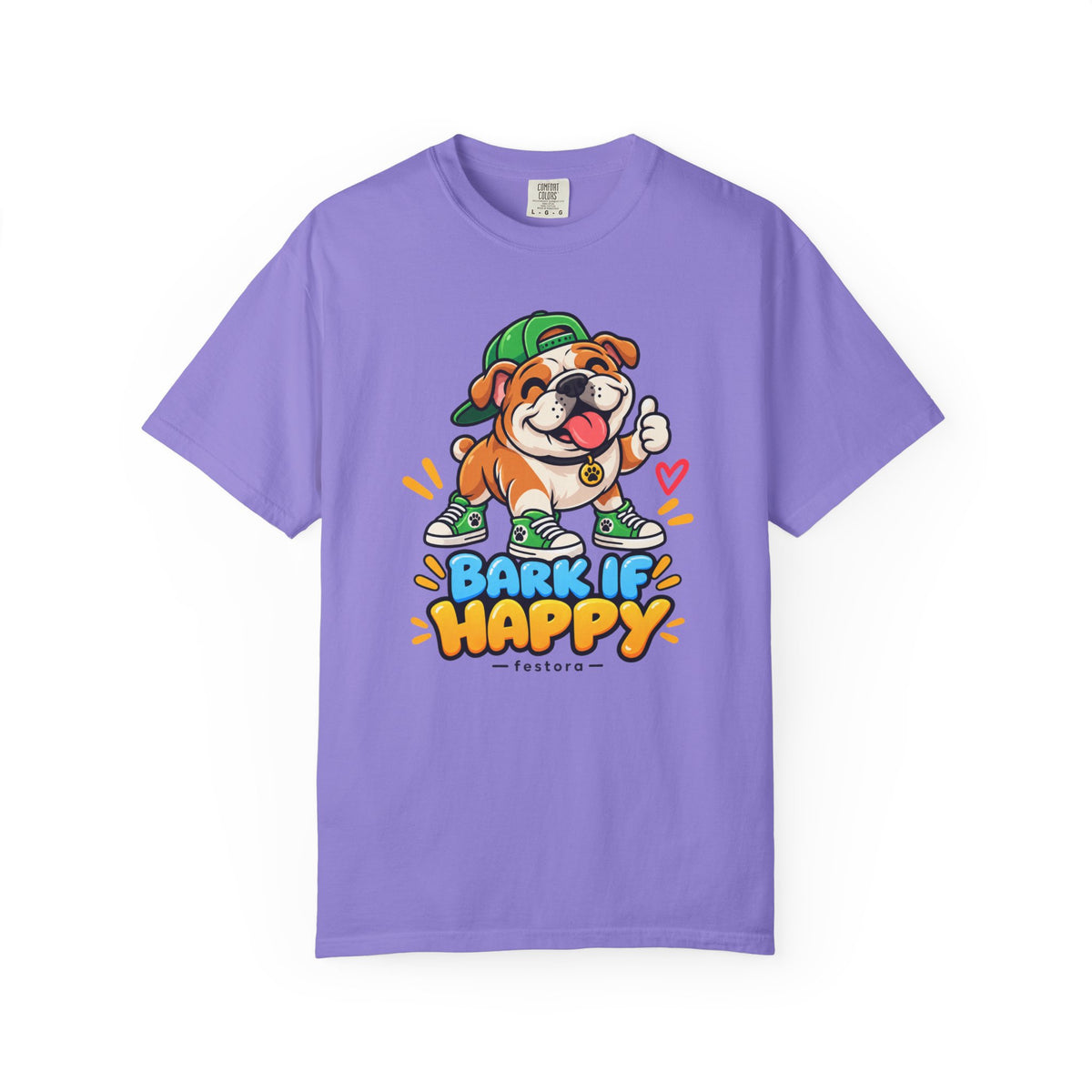 Bark If Happy – Cute Bulldog Graphic T-Shirt