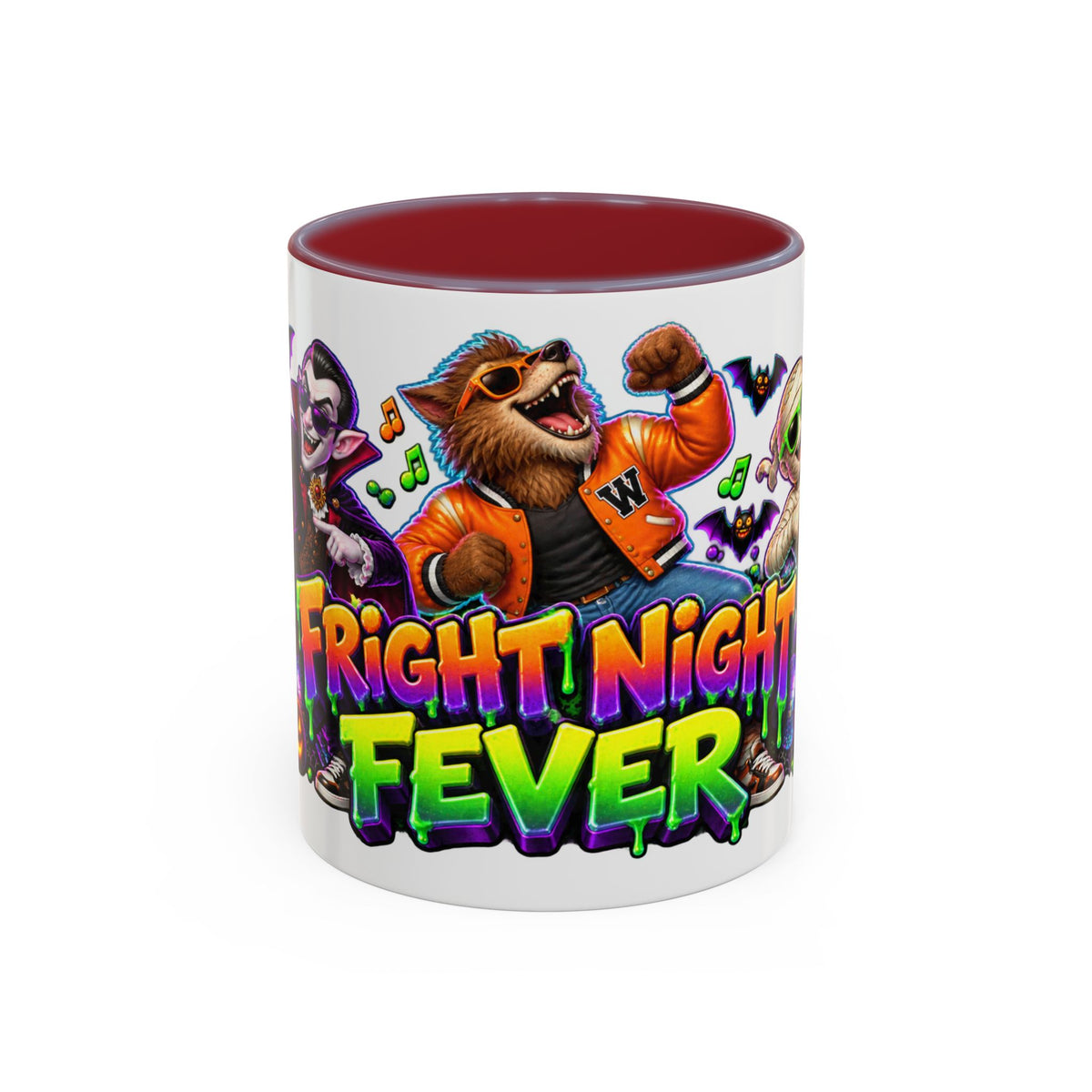 Fright Night Fever Dancing Monsters Halloween White Mug