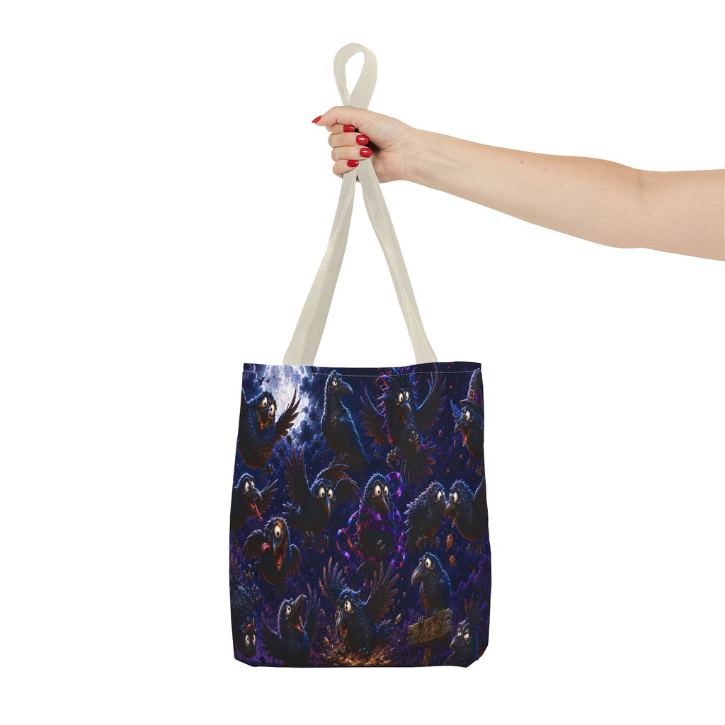 Crows at Midnight Tote Bag — Gothic Raven Moon AOP Tote for Halloween & Everyday