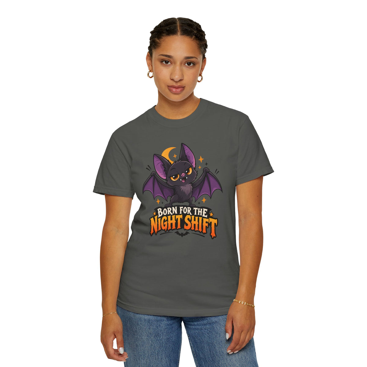 Born for the Night Shift – Cute Halloween Bat T-Shirt