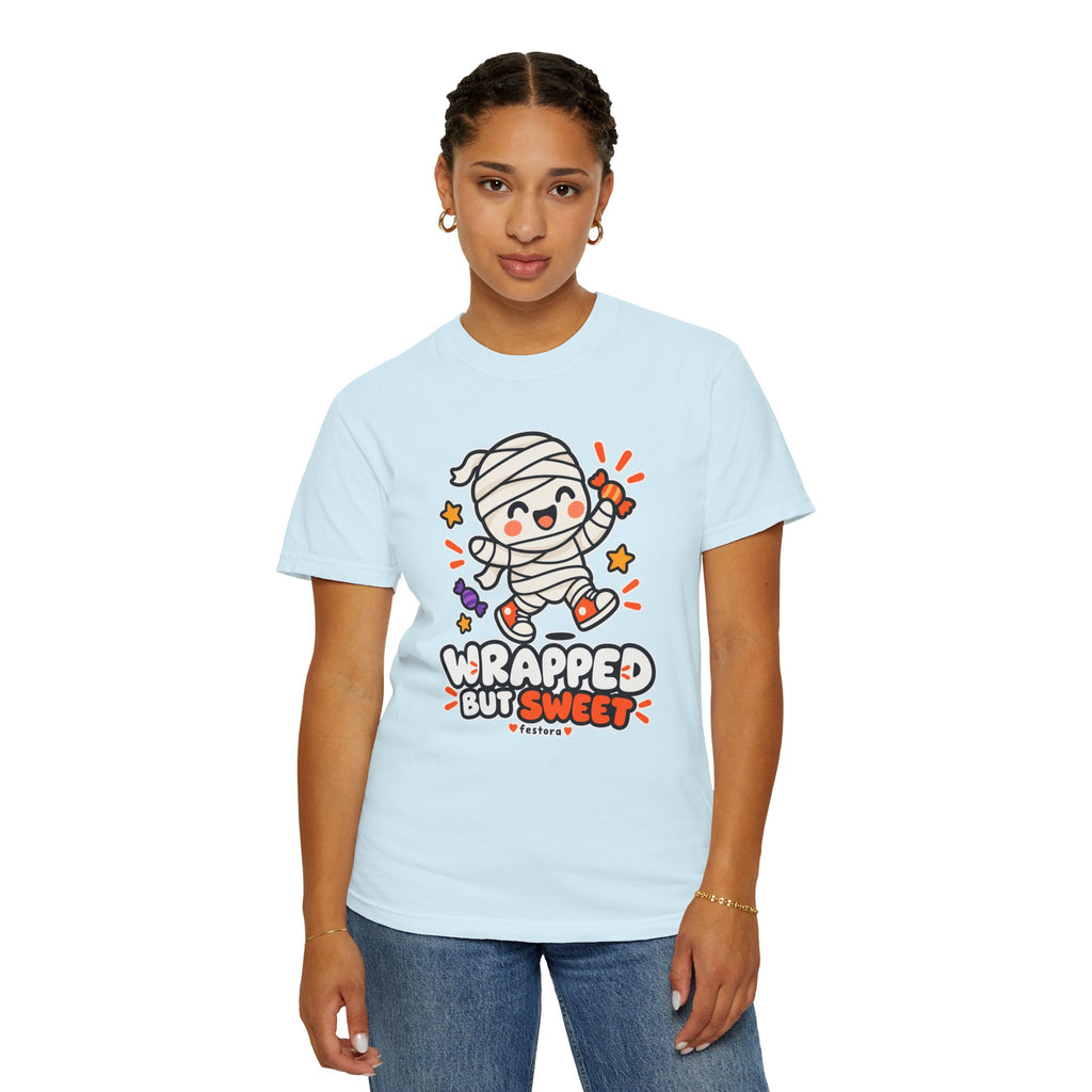 Wrapped but Sweet Halloween T-Shirt | Cute Mummy Graphic Tee