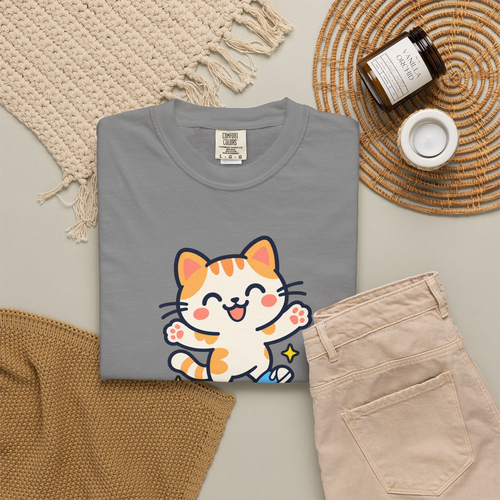 Stay Pawsitive – Cute Happy Cat Graphic T-Shirt