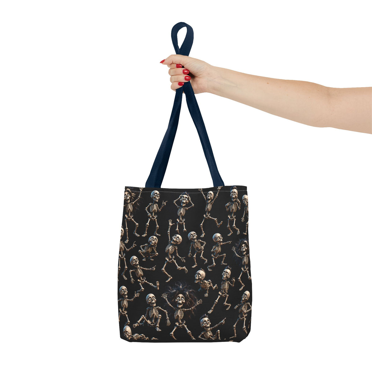 Spooky Skeleton Crew Halloween Tote Bag - Cute 3D Skeleton Pattern