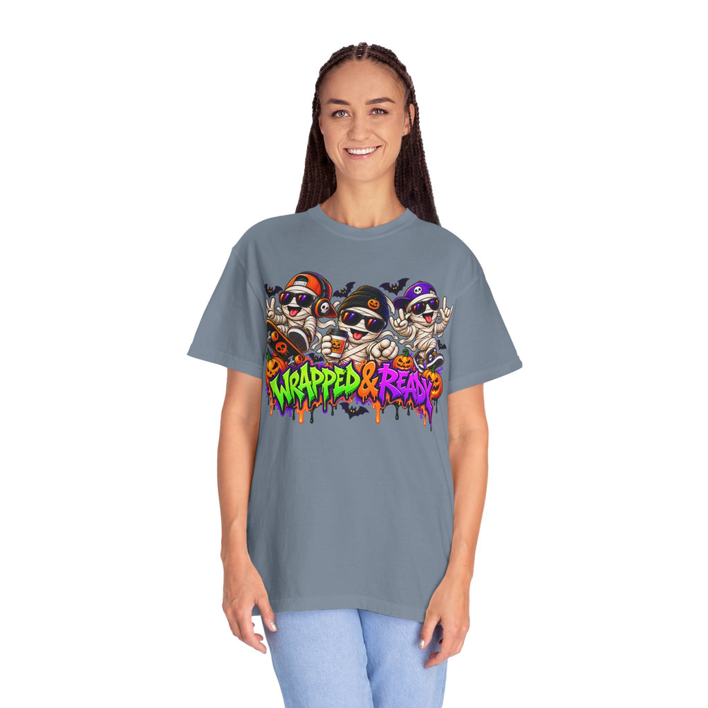 Wrapped & Ready – Halloween Mummy Crew Graphic T-Shirt