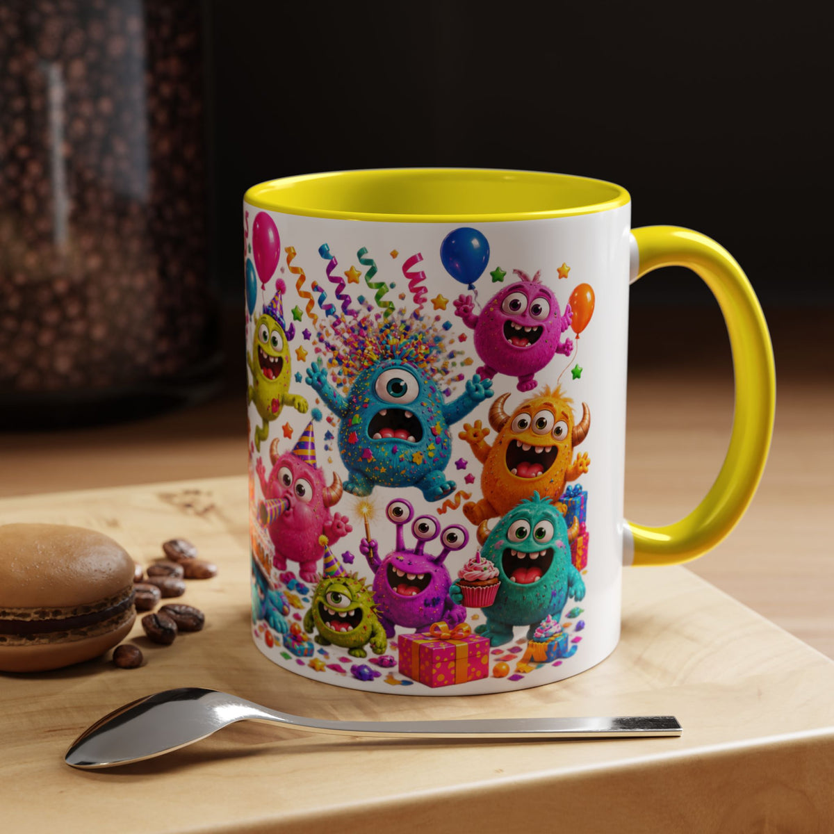 Birthday Mode On Monsters Coffee Mug — Colorful Party Coffee Cup (11/15oz)